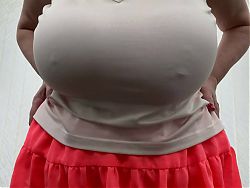 Granny Sallys huge dangly tits get very wet under her skimpy top